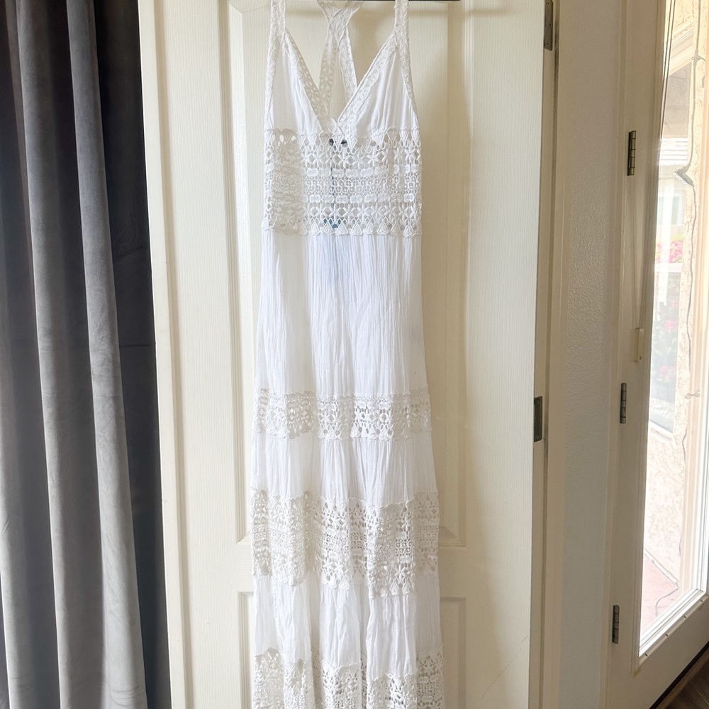 Solitaire Swim white lace maxi beach sun dress NWT medium